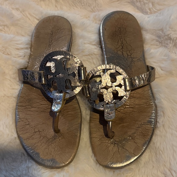 Tory Burch Gold Miller Sandals - Picture 2 of 3